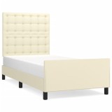 Cumpara ieftin Cadru de pat cu tablie, crem, 90x200 cm, piele ecologica