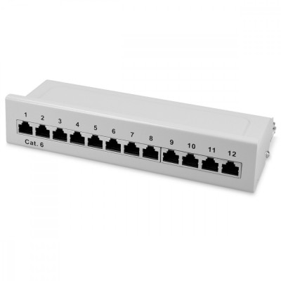 Patch Panel Cat6 cu 12 porturi RJ45 si montare pe perete, Kwmobile, Gri, Metal, 47695.02 foto