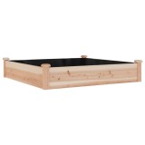 Cumpara ieftin Strat de gradina inaltat cu captuseala, 120x120x25 cm lemn brad