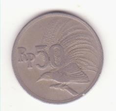Indonezia 50 rupiah 1971 - pasărea paradisului.