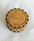 Cutie Artizanala Scoarta Mesteacan, Diametru 5.5cm, Inaltime 3cm. Caseta Lemn Decorativa, Obiect Arta Lemn, Design Natural Autentic