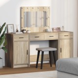 VidaXL Set masă toaletă cu LED, 3 piese, stejar sonoma, lemn prelucrat