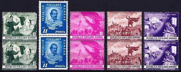 Romania 1950 - Lp 261 - Centenarul nasterii lui Mihai Eminescu - pereche - MNH ***