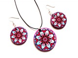 Set bijuterii lemn cu mandala 40860, Set bijuterii handmade