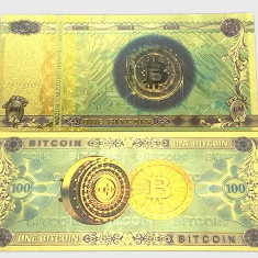 Bancnota 100 bitcoin - polimer (aurita)