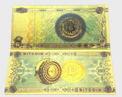Bancnota 100 bitcoin - polimer (aurita) foto