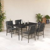 Cumpara ieftin Set mobilier de grădină cu perne, 5 piese, gri, poliratan
