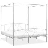 Cumpara ieftin Cadru de pat cu baldachin, alb, 180 x 200 cm, metal