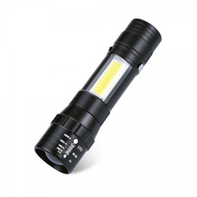 Mini Lanterna LED 1W+1W COB LED cu Zoom si Clips Prindere pe Baterii foto