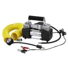 Compresor auto, 2 cilindri, 200 PSI, 85 l/min, cu carcasa din aliaj cu aripioare ptr disiparea caldurii, argintiu/negru