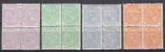 ROMANIA 1894 LP 49 CAROL I CIFRA IN PATRU COLTURI FILIGRAN PR GUMA ORIGINALA SERIA IN BLOC DE 4 TIMBRE MNH/SARNIERA