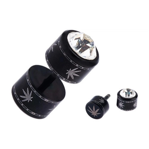 Plug pentru ureche, negru, rotund - peliculă DFV, zirconiu transparent