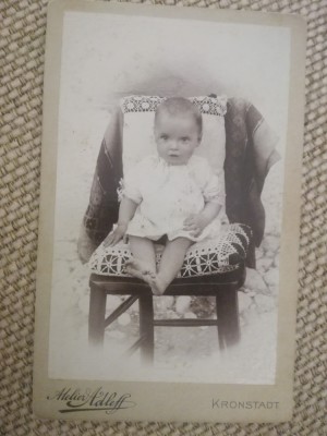 Foto CDV carton, veche, atelier P. Adleff, Kronstadt/ Brasov, copil foto