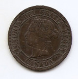 Canada 1 Cent 1876 H - Victoria, Bronz, 25.4 mm KM-7, America de Nord