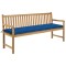 vidaXL Bancă de grădină cu pernă albastră, 175 cm, lemn masiv tec 3062809