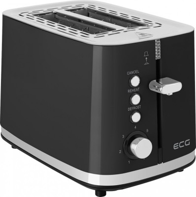 Prajitor de paine ECG ST 2766 Vintage Nero, 925 W, 2 felii, 7 niveluri de rumenire, negru foto
