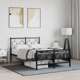 Cumpara ieftin Cadru pat metalic cu tăblie de cap/picioare, negru, 120x200 cm