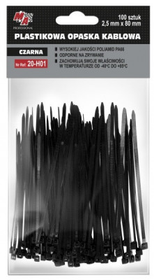 MA Professional Set 100 Buc Colier Plastic 2,5X80MM Negru 20-H01 foto