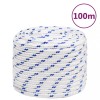 VidaXL Fr&acirc;nghie de barcă, alb, 16 mm, 100 m, polipropilenă