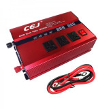 Invertor auto CEJ cu afisaj dublu, 4 x port USB, 4000W