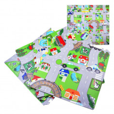 Covor de activitati, Puzzle, din spuma Eva, Street City, 120 x 120 cm