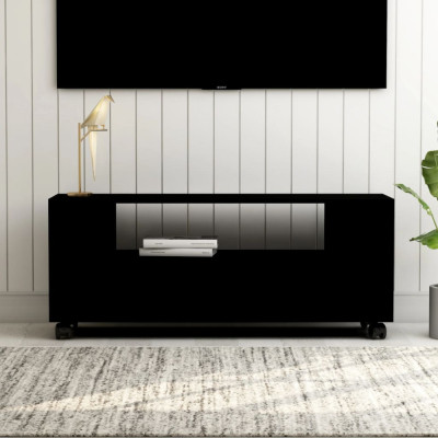 Comoda TV, negru, 120x35x48 cm, lemn prelucrat foto