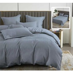 LENJERIE DE PAT NATUR UNI BAROQUE 6 PIESE CU CEARSAF (ANTRACIT)