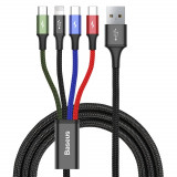 Baseus Lightning / 2x USB Tip C / Cablu Micro USB &icirc;mpletit Din Nailon 3,5 A 1,2 M Negru (CA1T4-B01)