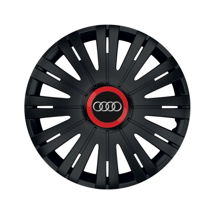 Set 4 capace roti Negre Cu Inel Rosu Active R16 pentru gama auto Audi