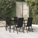 vidaXL Set mobilier de grădină, 5 piese, negru, poliratan