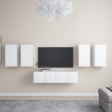 VidaXL Set dulapuri TV, 6 piese, alb, lemn prelucrat
