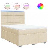 Cumpara ieftin Pat box spring cu saltea, crem, 140x200 cm, textil
