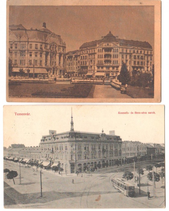 SV * Timisoara LOT x 2 STR. KOSSUTH 1914 * CENTRUL * RPR 1949 sepia + 1914