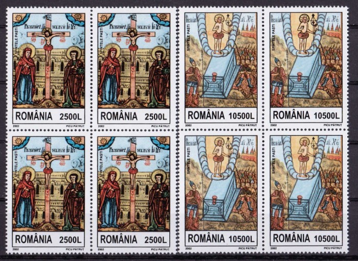 RO 2002 ,LP 1583 ,&quot;Sfintele Pasti&quot;, serie bloc de 4 , MNH
