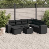 Cumpara ieftin Gossi set mobilier de gradina cu perne, 8 piese, negru, poliratan