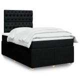 vidaXL Pat box spring cu saltea, negru, 120x200 cm, textil 3292032