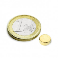 Magnet neodim disc Ø8&#215;3 mm, putere 1,3 kg, N40, placat aur
