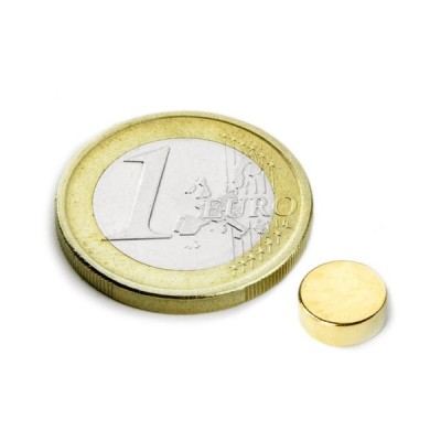 Magnet neodim disc &amp;Oslash;8&amp;amp;#215;3 mm, putere 1,3 kg, N40, placat aur foto