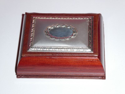 CUTIE BIJUTERII - Lemn + Argint + Catifea - 11 x 9 x 5 cm - Made in Italy ! foto