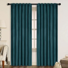 Draperie din catifea cu rejansa transparenta cu ate pentru galerie, Madison, 150x210 cm, densitate 700 g/ml, Turcoaz, 1 buc