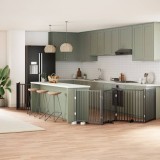 vidaXL Poartă c&acirc;ini pliabilă cu ușă 8 panouri negru 640 cm, lemn plop