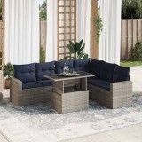 VidaXL Set canapele grădină perne 7 piese negru, poliratan/lemn acacia