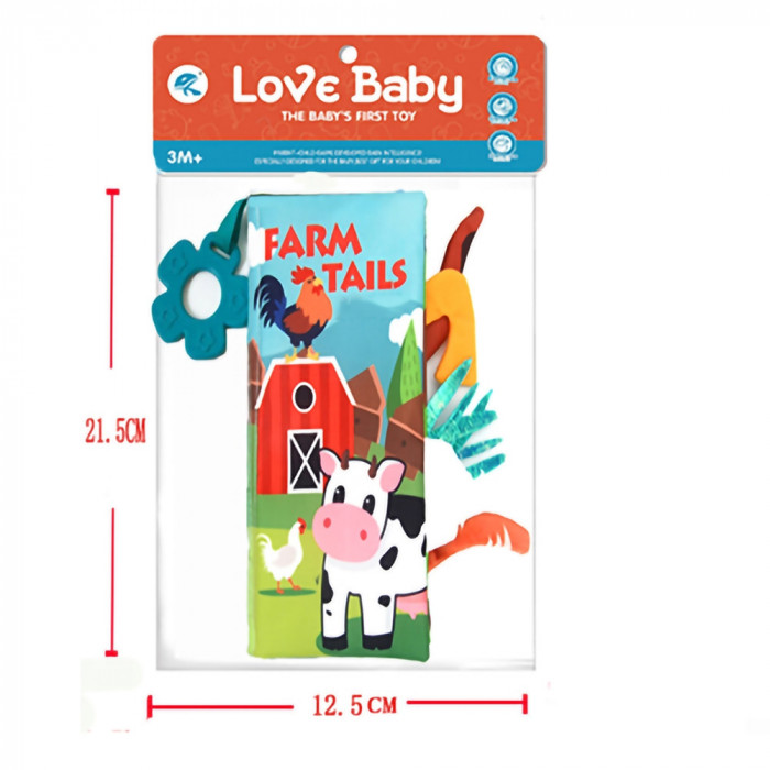 Carte Textila Pentru Bebelusi Cu Animale 2602 Albastra