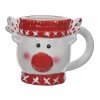 Cana Ceramica Craciun 3D Cerb Alb cu Nas Rosu, 360ml. Cana de Ceai/Cafea, Cadou Craciun