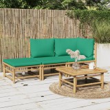 VidaXL Set mobilier de grădină cu perne verzi, 3 piese, bambus 3155172