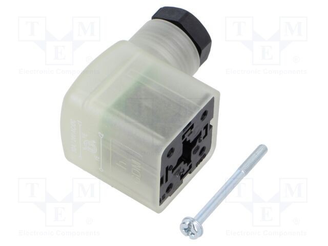 Conector HIRSCHMANN cu valvă mufa A 18mm mamă PIN 3 unghi 90&deg;