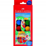 Cumpara ieftin Acuarele cu Pensula Faber-Castell Connector, 24 mm, 12 Culori, Faber Castell Acuarele, Acuarele Scoala, Culori pentru Pictat, Acuarele Pictura, Paleta