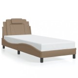 VidaXL Cadru de pat cu tăblie, cappuccino, 90x200 cm, piele ecologică 3208072