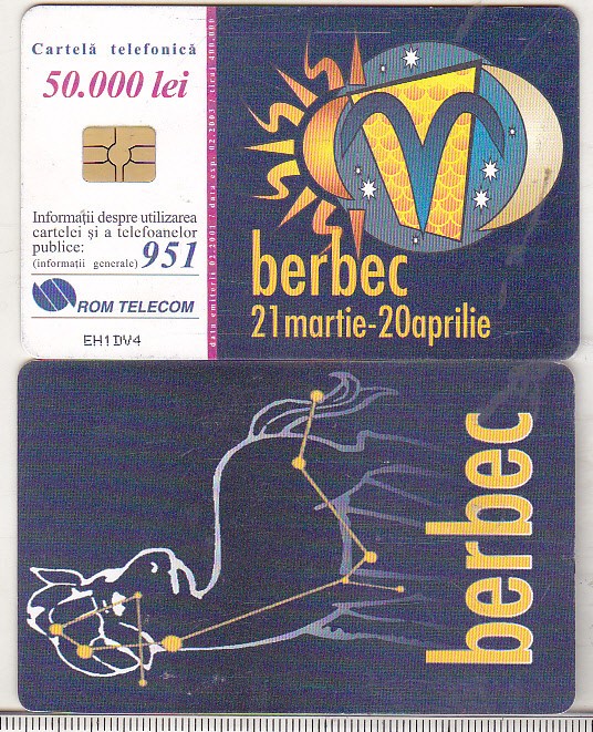 bnk card Cartela telefonica 2001 - Zodiac Berbec - RO-ROM-0093B