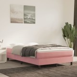 VidaXL Pat box spring cu saltea, roz, 120x200 cm, catifea